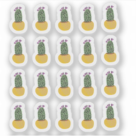 Cactus Pflanze Cheetah Doodle Design Aufkleber (Vorderseite)