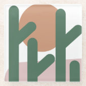 Cactus Pflanze Desert Boho Green Pink Glasuntersetzer (Vorderseite)