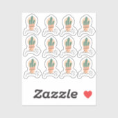 Cactus Pflanze Elegantes Script Sticker Set (Blatt)