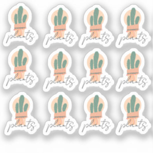 Cactus Pflanze Elegantes Script Sticker Set