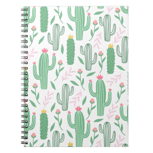 Cactus Pflanze Green Lila Pattern Notizblock (Vorderseite)