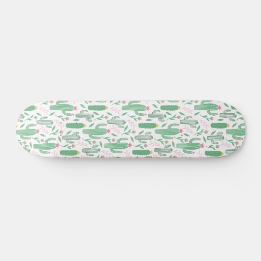 Cactus Pflanze Green Lila Pattern Skateboard (Horizontal)