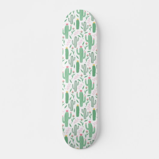 Cactus Pflanze Green Lila Pattern Skateboard (Vorne)