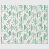Cactus Pflanze Grünes Lila Muster Geschenkpapier (Flach)