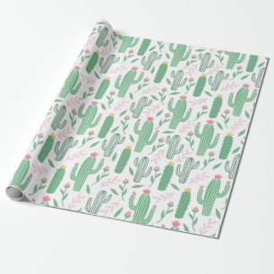 Cactus Pflanze Grünes Lila Muster Geschenkpapier