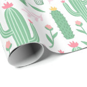Cactus Pflanze Grünes Lila Muster Geschenkpapier (Rolleneckpunkt)