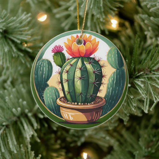 Cactus Pflanze Keramik Decorative verkleidete Glas Ornament (Baum)