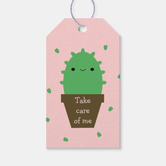 Cactus Pflanze kümmert sich um mich niedlich kawai Geschenkanhänger (Vorderseite)