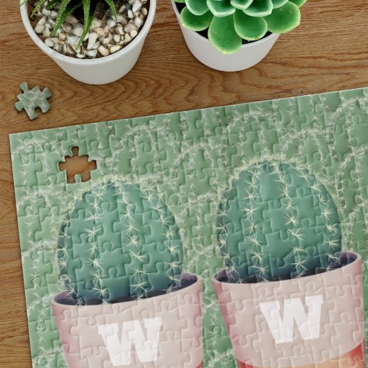 Cactus Pflanze Pot Monogram Jigsaw Puzzle