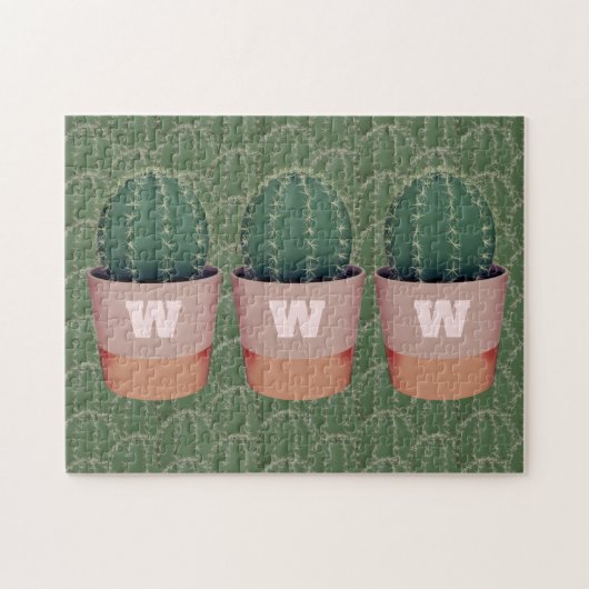 Cactus Pflanze Pot Monogram Jigsaw Puzzle (Horizontal)