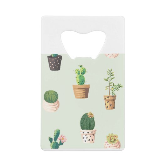 Cactus Pflanze Pots Blume Muster Niedlich Geldbeutel Flaschenöffner (Vorderseite)