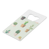 Cactus Pflanze Pots Blume Muster Niedlich Geldbeutel Flaschenöffner (Rückseite Schrägansicht)