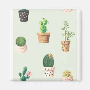 Cactus Pflanze Pots Blume Muster Niedlich Magnet