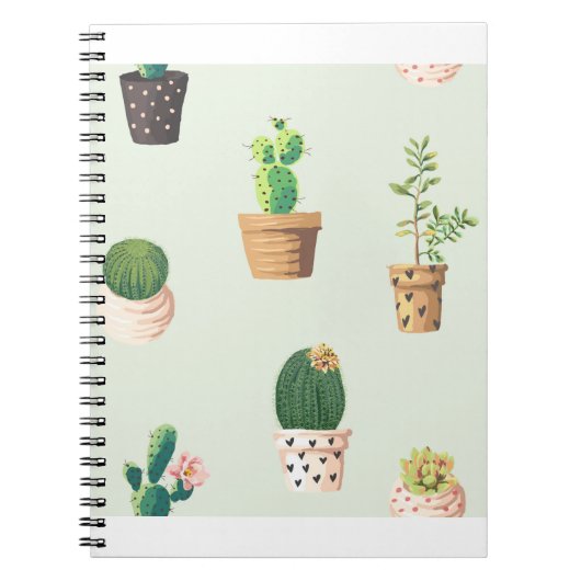 Cactus Pflanze Pots Blume Muster Niedlich Notizblock (Vorderseite)