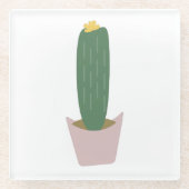 Cactus Pflanze Single Tall Pink Green Glasuntersetzer (Vorderseite)