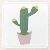 Cactus Pflanze Tall Pink Green Glass Untersetzer (Vorderseite)