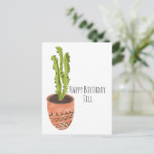 Cactus Pflanze Terracotta Handgezeichnet Geburtsta Postkarte (Stehend Vorderseite)