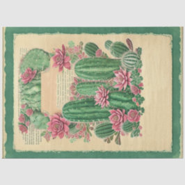 Cactus Pink Blume Ephemera Collage Art Nr. 1 Seidenpapier