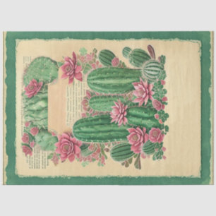 Cactus Pink Blume Ephemera Collage Art Nr. 1 Seidenpapier