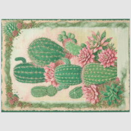 Cactus Pink Blume Ephemera Collage Art Nr. 3 Seidenpapier
