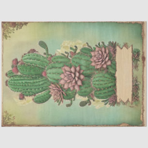 Cactus Pink Blume Ephemera Collage Art Nr. 5 Seidenpapier