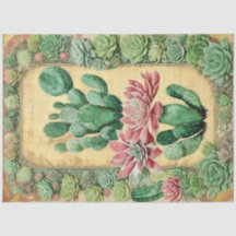 Cactus Pink Blume Ephemera Collage Art Nr. 6