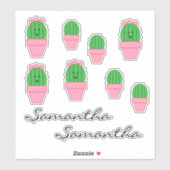 Cactus Pink Blume Pot Aufkleber (Blatt)