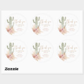 Cactus pink floral boho Girl Dusche danke Runder Aufkleber (Blatt)