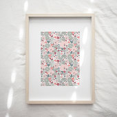 Cactus Pink Green Floral Pattern Art Print Poster