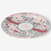 Cactus Pink Mint Succulents Cacti Pflanze Pappteller (Schrägansicht)