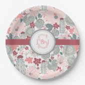 Cactus Pink Mint Succulents Cacti Pflanze Pappteller (Vorderseite)