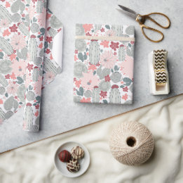 Cactus Pink Mint Succulents Desert Pflanze Geschenkpapier