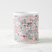 Cactus Pink Mint Succulents Pattern mit Namen Jumbo-Tasse (Vorderseite)