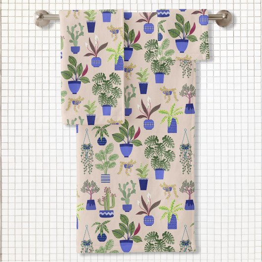 Cactus Pink Pattern Badhandtuch Set