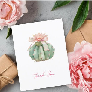 Cactus Pink Ribbon Baby Girl Duwer Dankeskarte