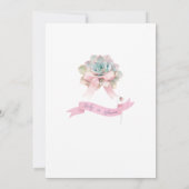 Cactus Pink Ribbon Baby Girl Duwer Einladung (Rückseite)