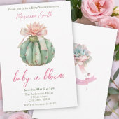 Cactus Pink Ribbon Baby Girl Duwer Einladung