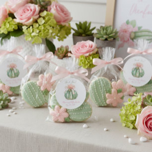 Cactus Pink Ribbon Baby Girl Duwer Runder Aufkleber