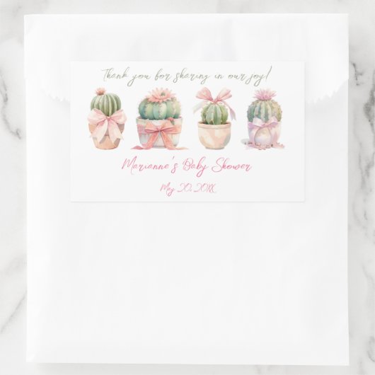 Cactus Pink Ribbon Baby Girl Duwer Vielen Dank Rechteckiger Aufkleber (Tasche)
