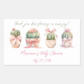 Cactus Pink Ribbon Baby Girl Duwer Vielen Dank Rechteckiger Aufkleber (Vorderseite)