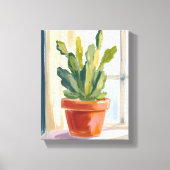 Cactus Plant | Green Botanical Watercolor Leinwanddruck (Vorderseite)