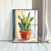 Cactus Plant | Green Botanical Watercolor Poster