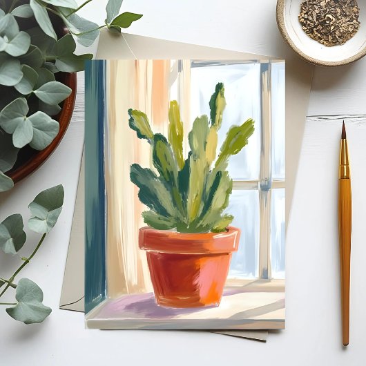 Cactus Plant | Green Botanical Watercolor Postkarte