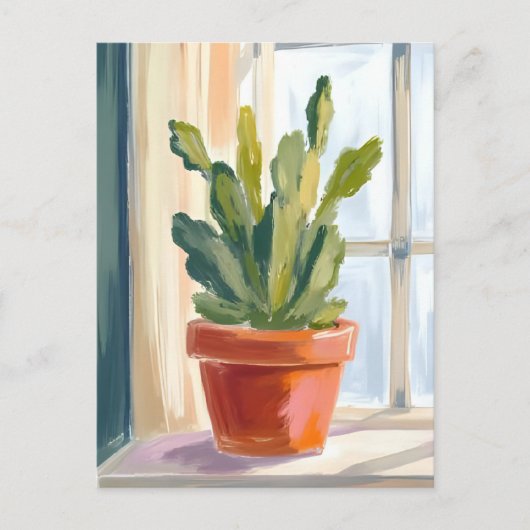 Cactus Plant | Green Botanical Watercolor Postkarte (Vorderseite)