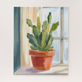 Cactus Plant | Green Botanical Watercolor Puzzle
