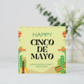 Cactus Pool Party Cinco De Mayo Einladung (Stehend Vorderseite)