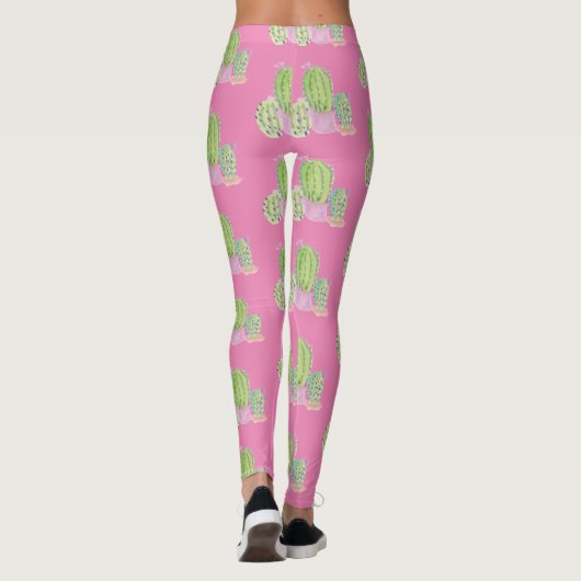 Cactus pot Pflanze Pattern rosa Leggings (Rückseite)