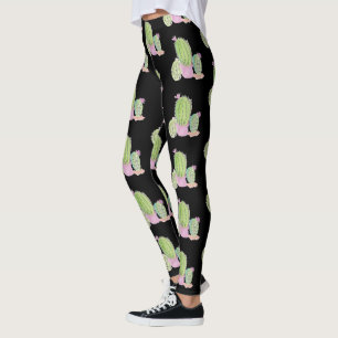 Cactus pot Pflanze Pattern Schwarz Leggings