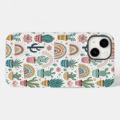Cactus Pot with Plants, Flowers and Rainbows Case-Mate iPhone Hülle (Rückseite (Horizontal))