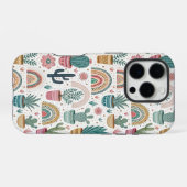 Cactus Pot with Plants, Flowers and Rainbows iPhone Hülle (Rückseite (Horizontal))